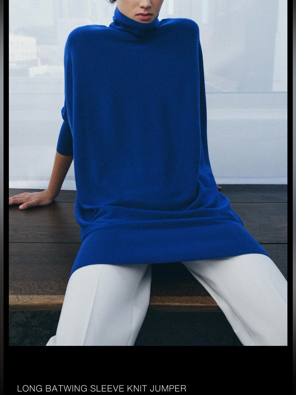 Zara Elegant Blue Turtleneck Sweater Dress